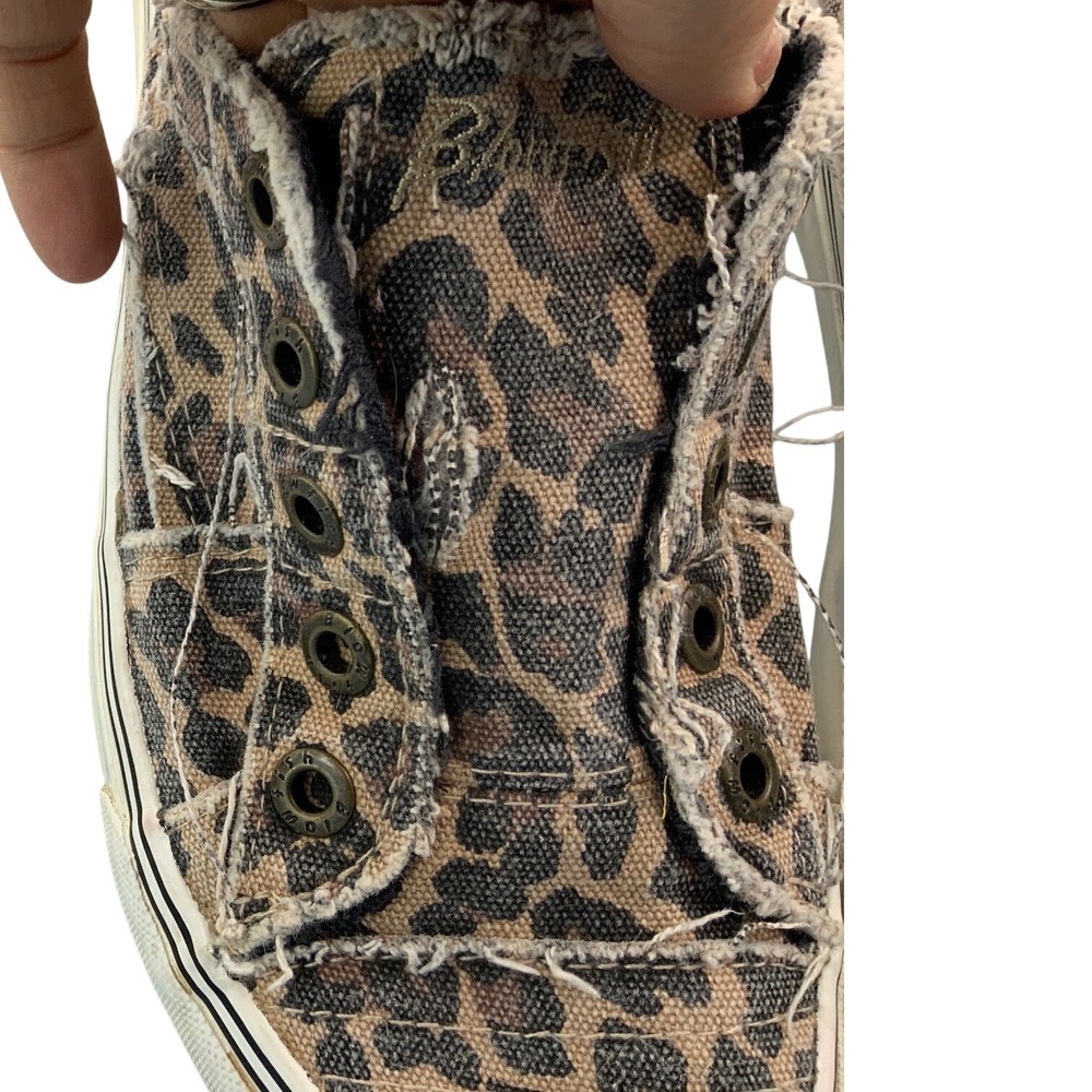 Blowfish Malibu Womens Leopard Print Distressed Canvas Slip On Sneakers Brown - Picture 5 of 6